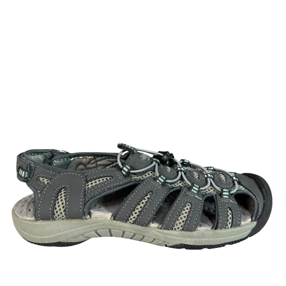Khombu Mens Gray Teal Bungee Lace Closed Toe Water Hiking Sandals Women's 10.5